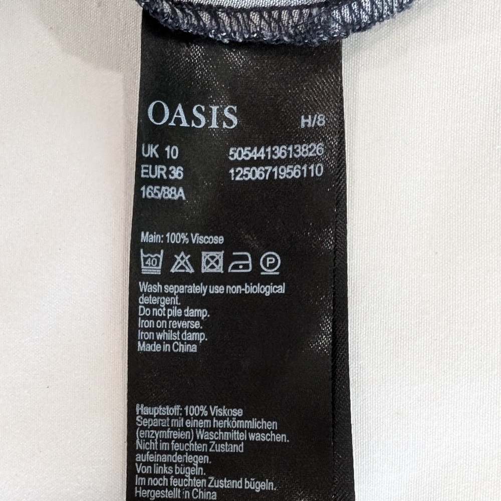 Oasis Mixed Floral & Stripe Wrap Midi Tie Waist Dress, Size 6 - Picture 8 of 8